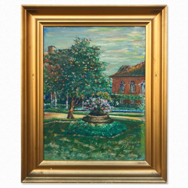 Vintage Impressionist Oil Painting: Danish Park Scene, Hans Kongsmar, 1933