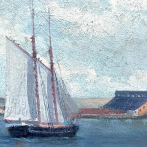 Coastal Seascape with Ship, Vintage Oil Painting, Scandinavian Coastal Decor - Image 9