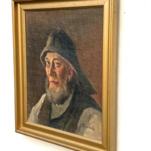 Original Danish oil painting, Medium fisherman portrait warm earthy tones, Scandinavian realism, Christian Thornild - Image 2