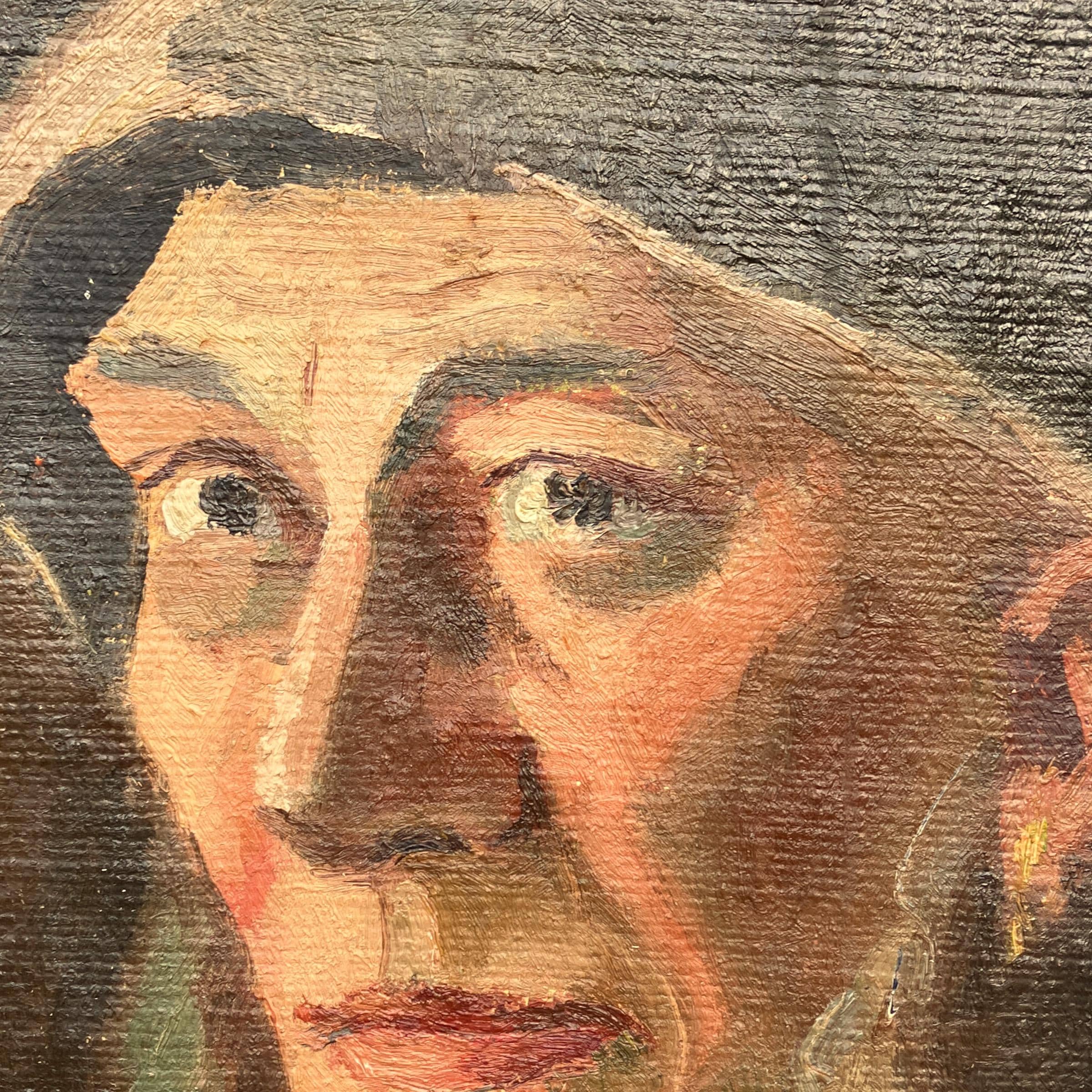 Original Danish oil painting, Medium fisherman portrait warm earthy tones, Scandinavian realism, Christian Thornild - Image 5