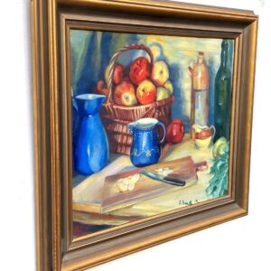 Still Life Oil Painting – Apples and Lemons, Original Vintage Art - Image 5