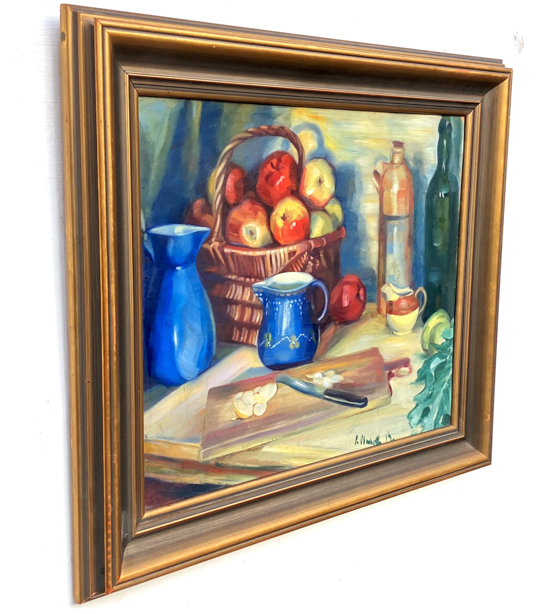 Still Life Oil Painting – Apples and Lemons, Original Vintage Art - Image 5