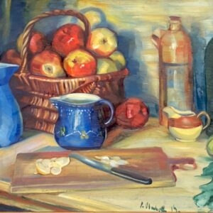 Still Life Oil Painting – Apples and Lemons, Original Vintage Art - Image 4