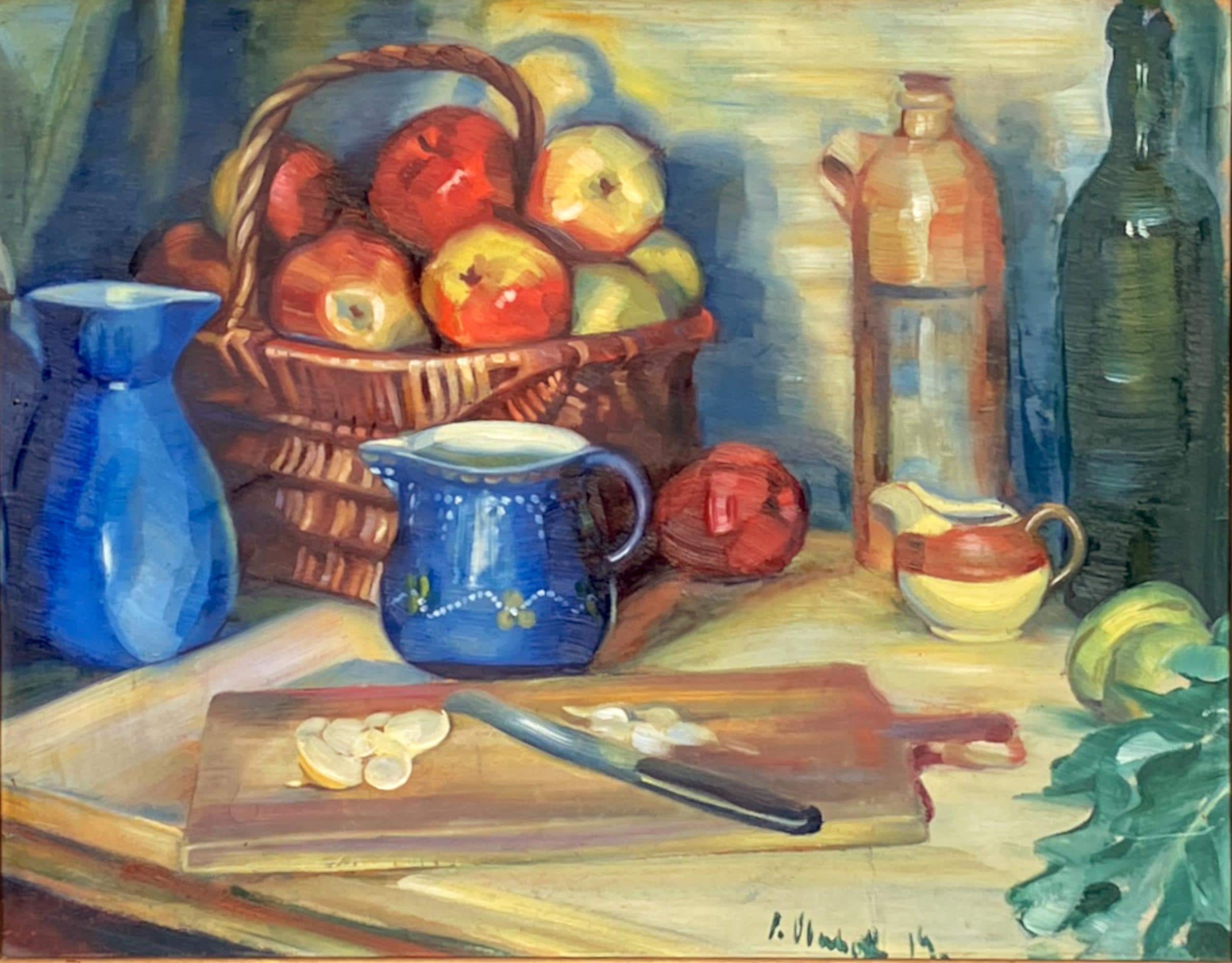 Still Life Oil Painting – Apples and Lemons, Original Vintage Art - Image 4