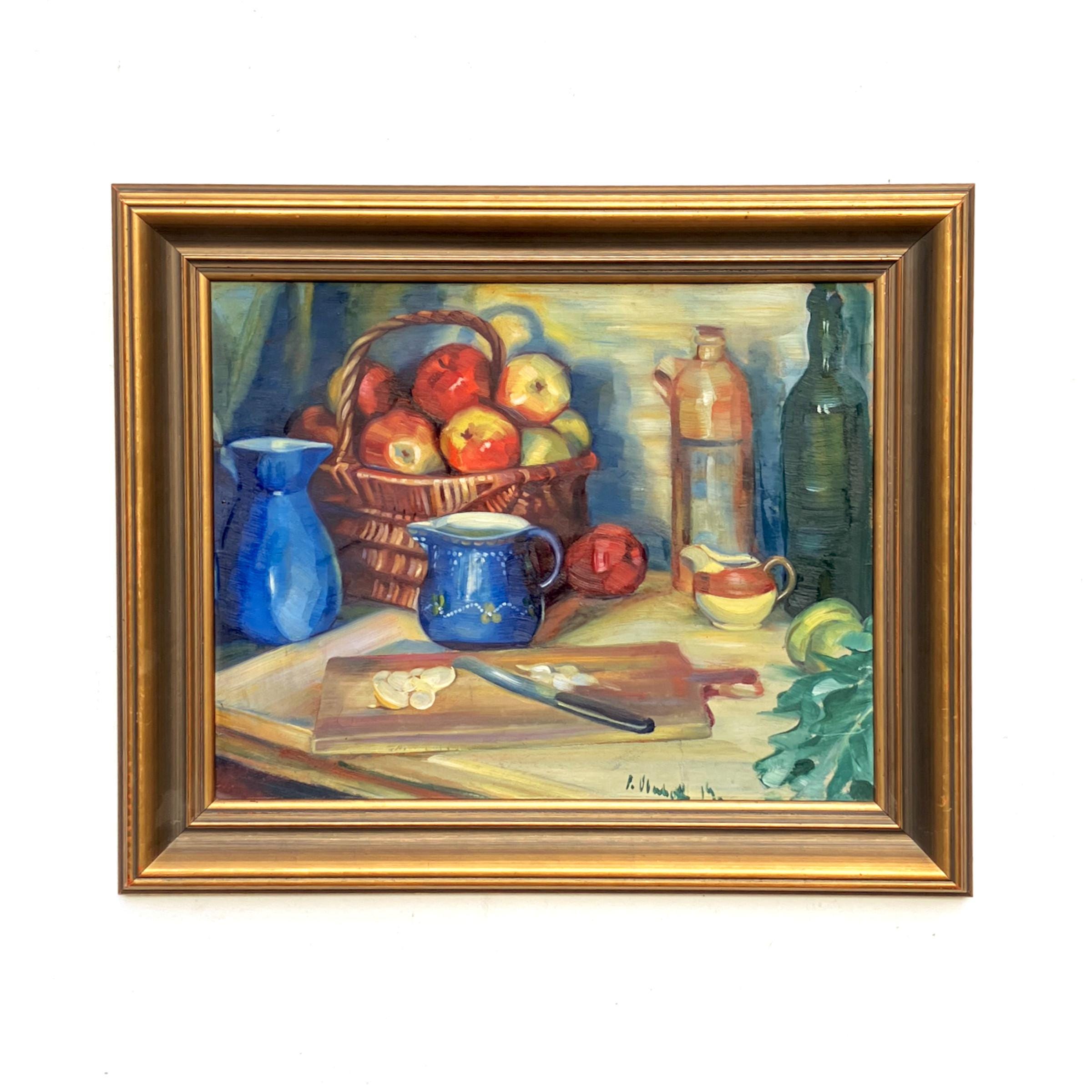 Still Life Oil Painting – Apples and Lemons, Original Vintage Art - Image 1