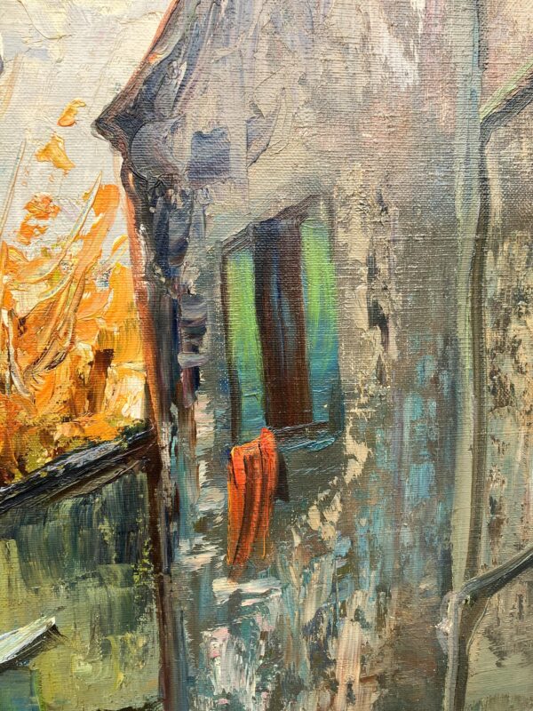 Large Paris Street Scene Montmartre Sacré Coeur, Vintage Oil Painting, European Decor