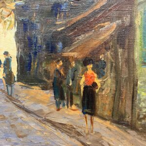 Large Paris Street Scene Montmartre Sacré Coeur, Vintage Oil Painting, European Decor - Image 7