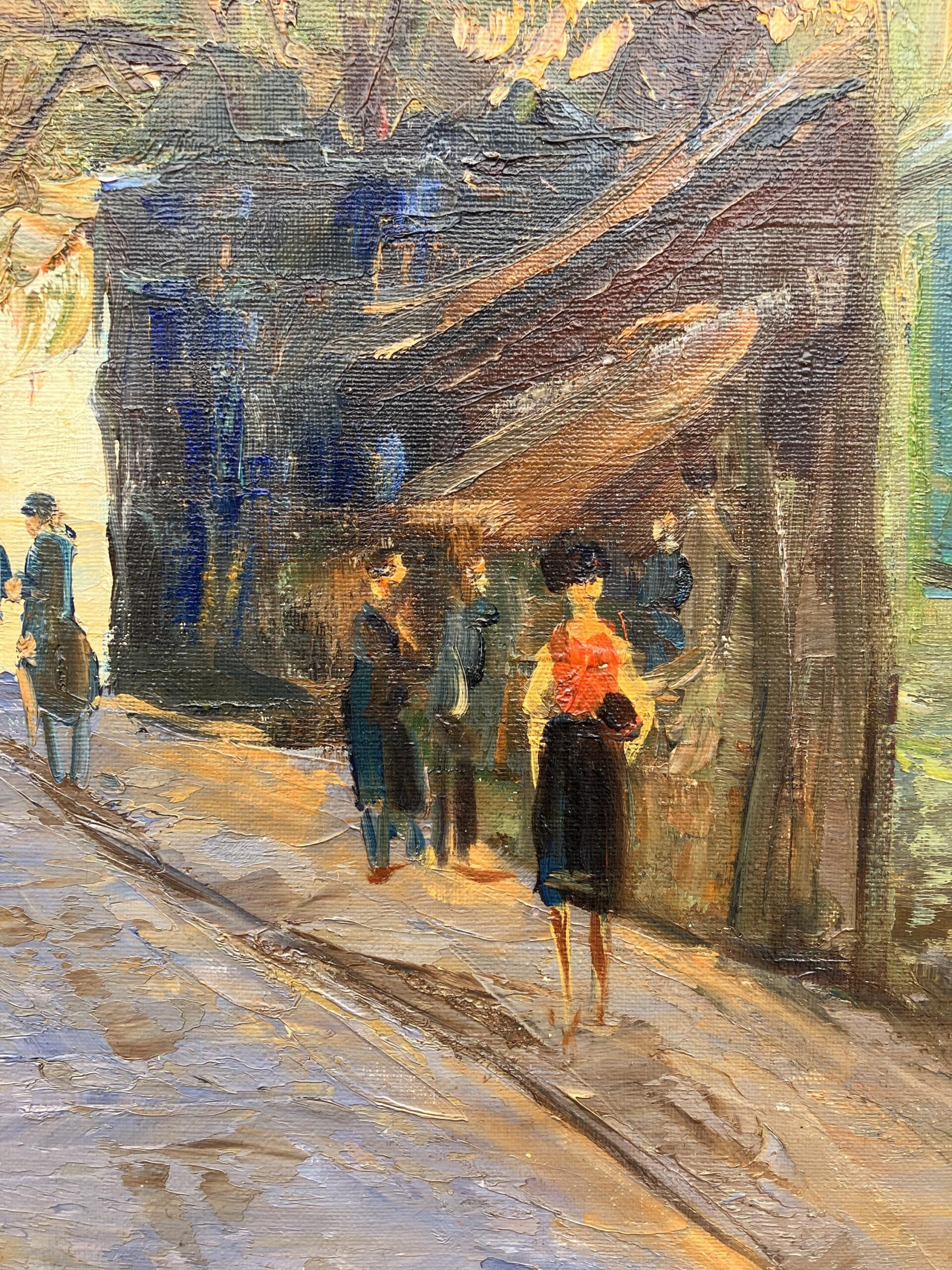 Large Paris Street Scene Montmartre Sacré Coeur, Vintage Oil Painting, European Decor - Image 7