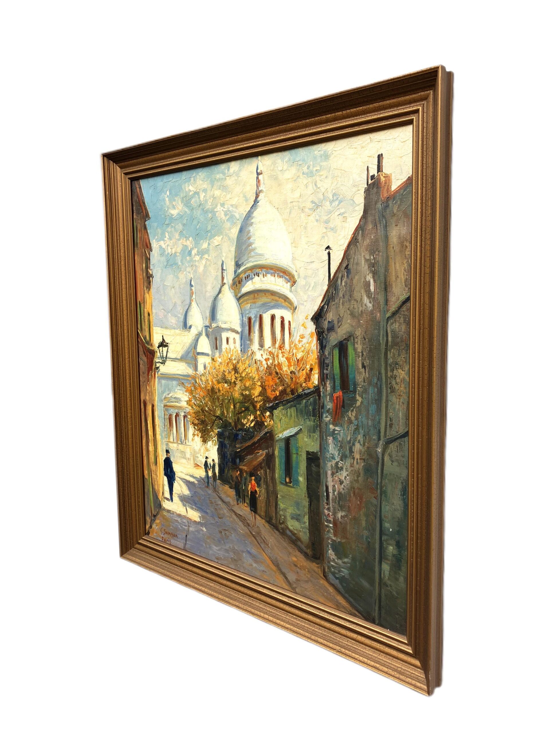 Large Paris Street Scene Montmartre Sacré Coeur, Vintage Oil Painting, European Decor - Image 6