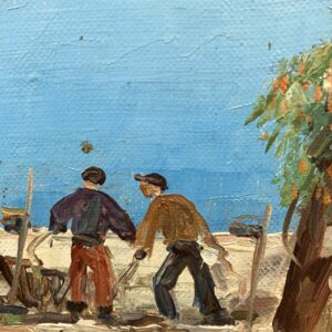 Large Capri Italy Coastal Scene with Figures, Vintage Oil Painting, European Decor - Image 10