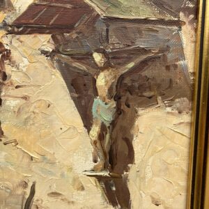 Large Capri Italy Coastal Scene with Figures, Vintage Oil Painting, European Decor - Image 9