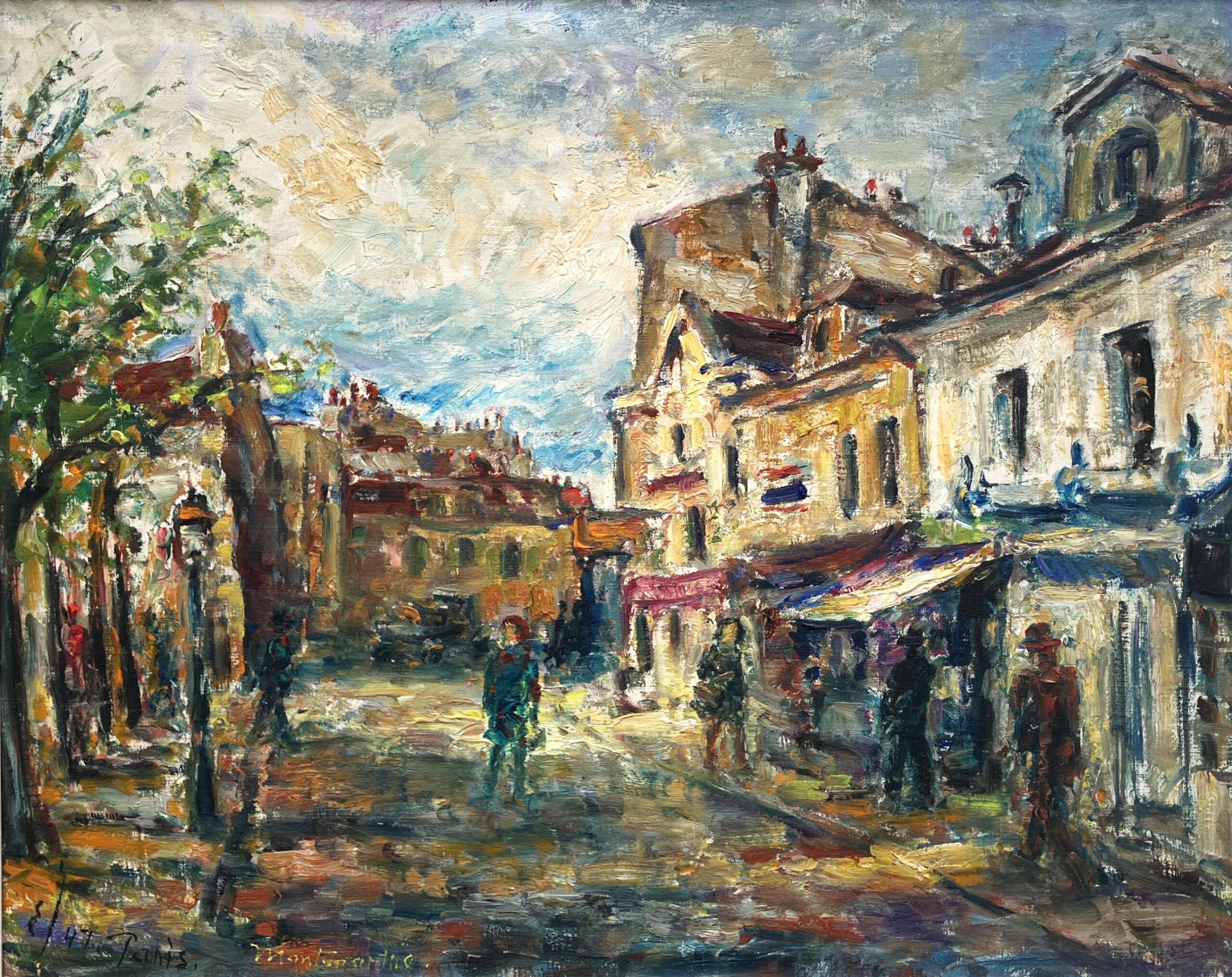 Montmartre Painting, Vintage Oil Painting, European Decor, Danish Artist Ejner Johansen - Image 6