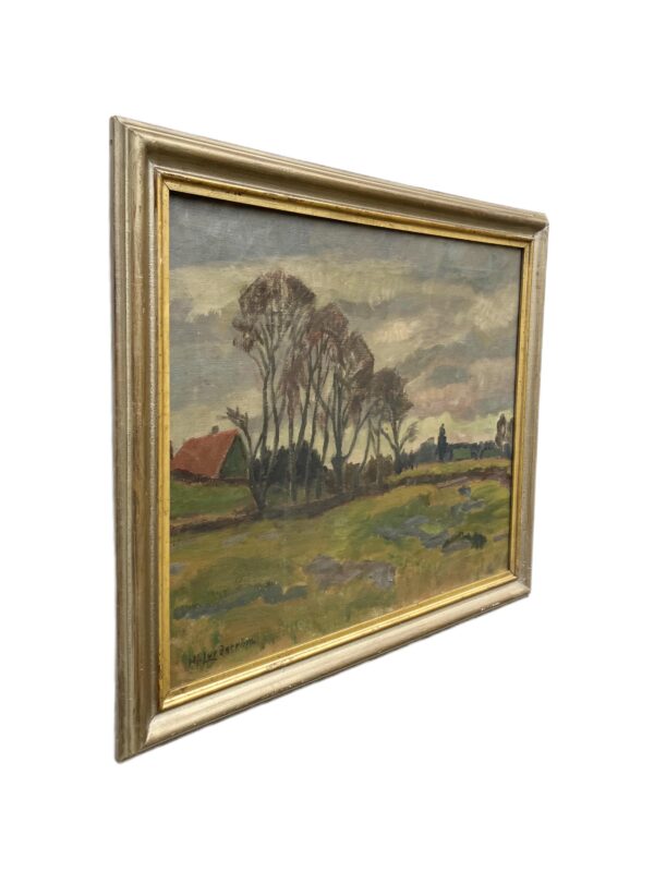 Swedish Landscape Painting, Vintage Oil Art, Scandinavian Farmhouse Decor