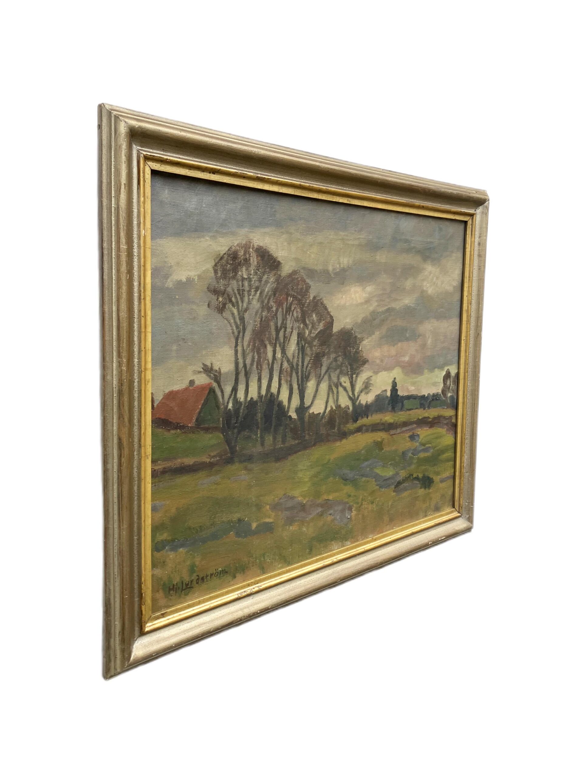 Swedish Landscape Painting, Vintage Oil Art, Scandinavian Farmhouse Decor - Image 5