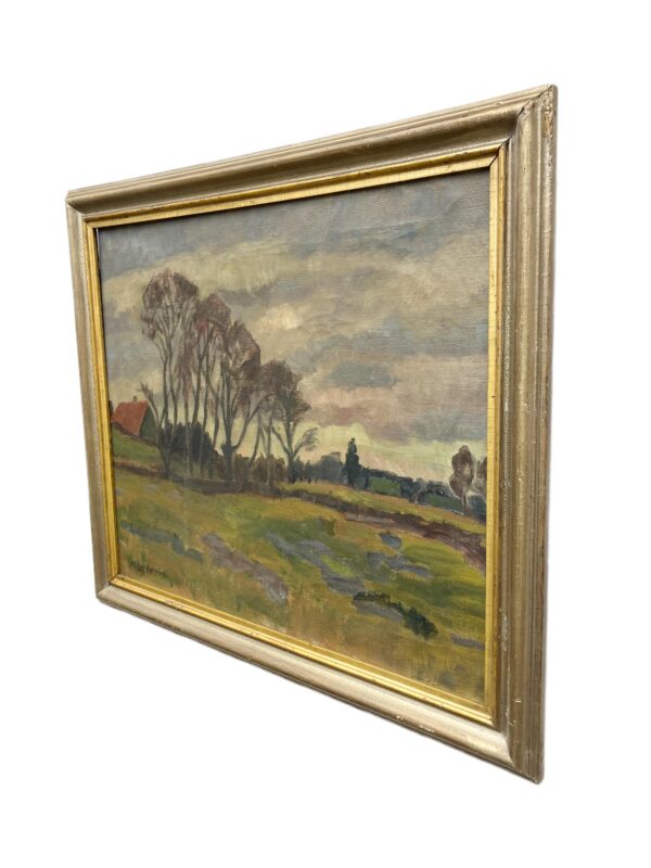 Swedish Landscape Painting, Vintage Oil Art, Scandinavian Farmhouse Decor