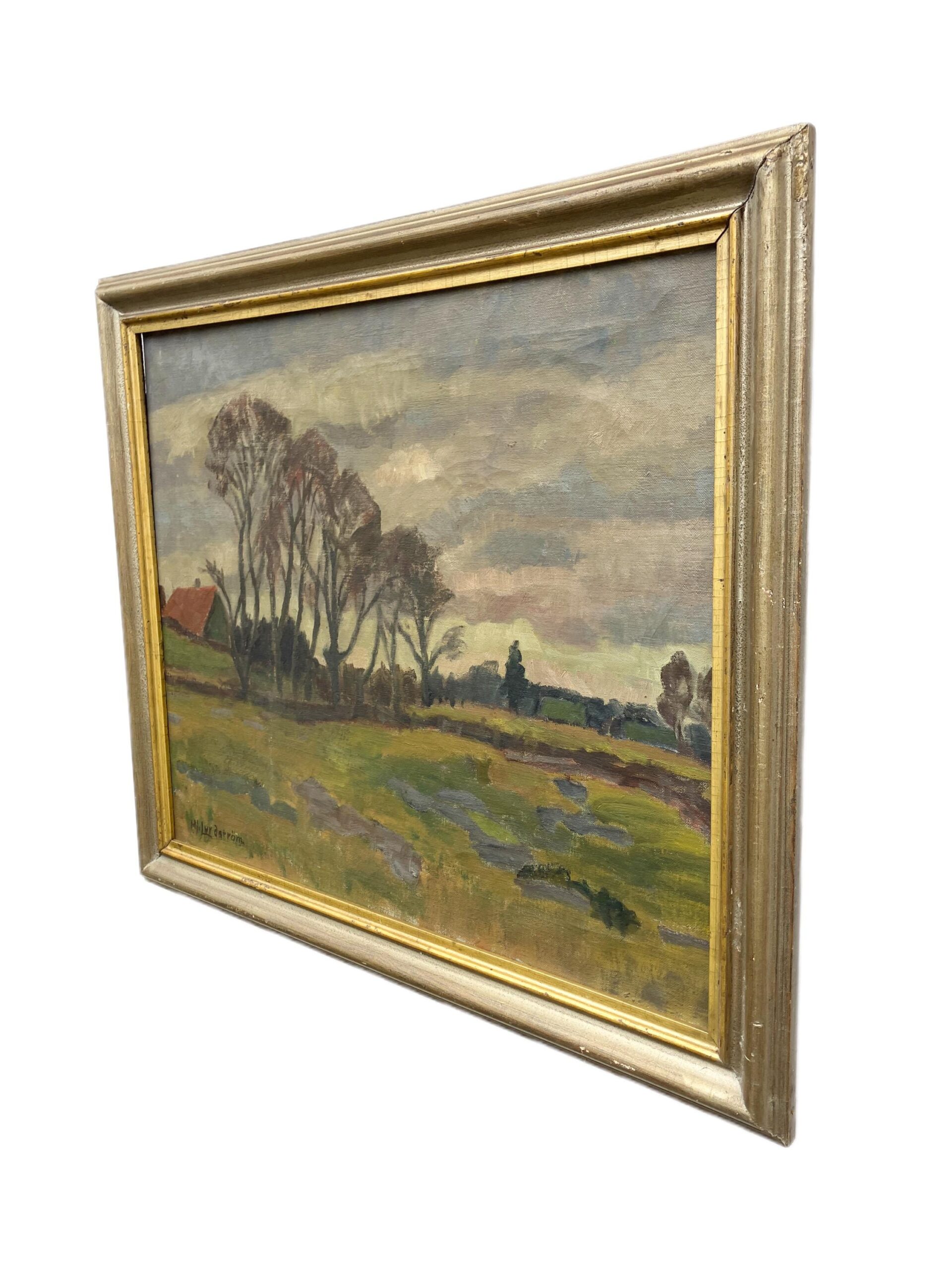 Swedish Landscape Painting, Vintage Oil Art, Scandinavian Farmhouse Decor - Image 4