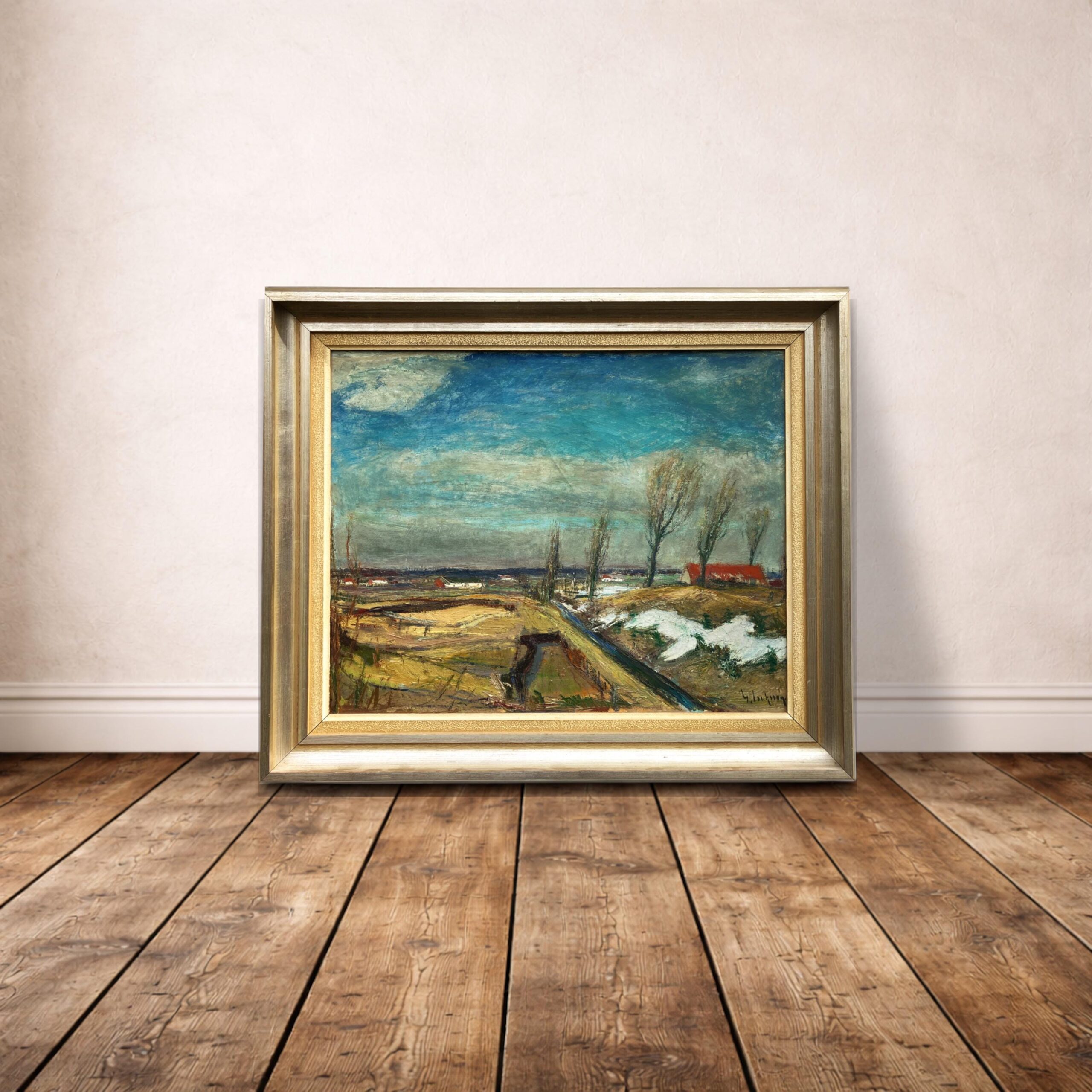 Swedish Spring Landscape Oil Painting, Original Vintage Scandinavian Wall Art, Sven Gideon Isaksson - Image 2
