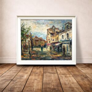 Montmartre Painting, Vintage Oil Painting, European Decor, Danish Artist Ejner Johansen - Image 2
