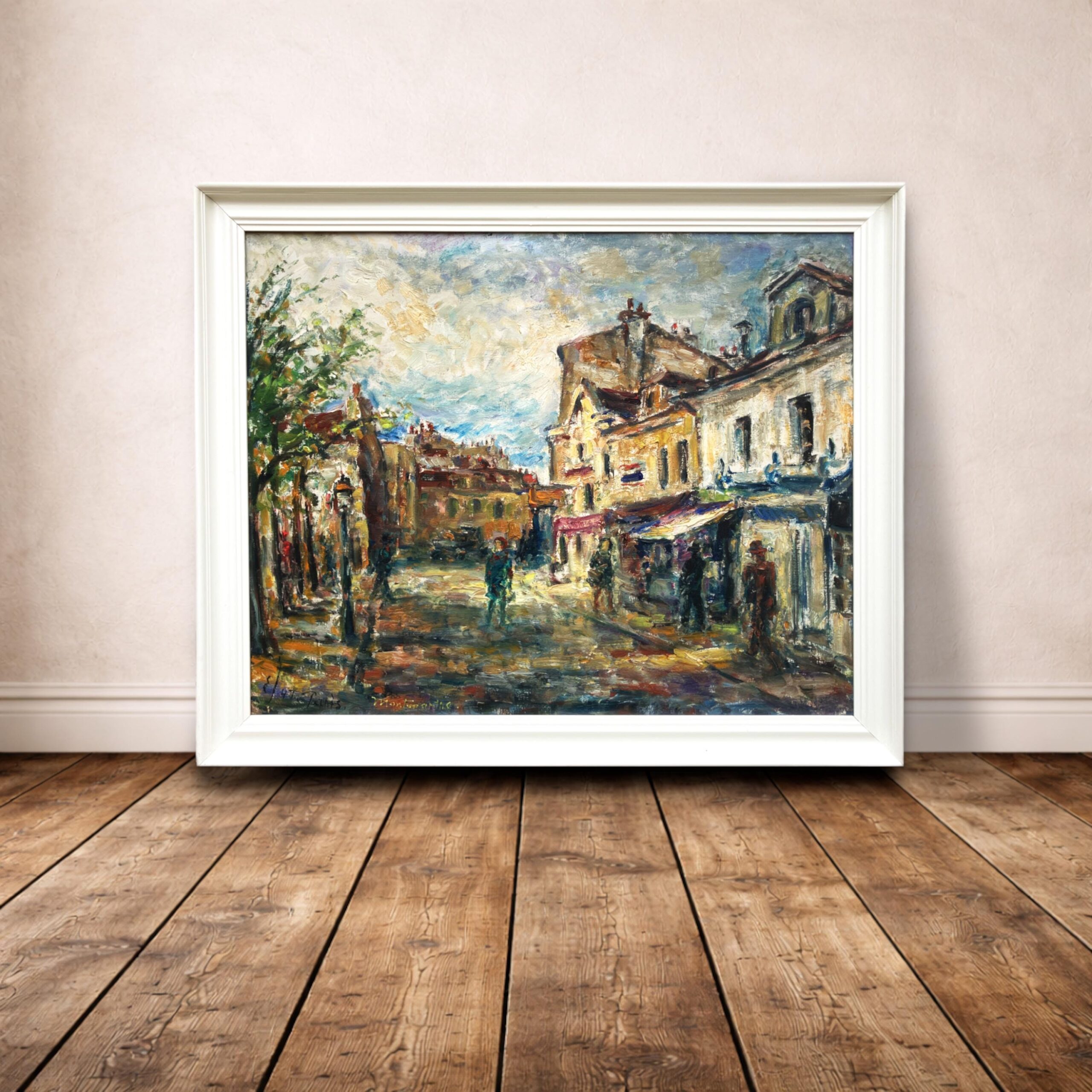 Montmartre Painting, Vintage Oil Painting, European Decor, Danish Artist Ejner Johansen - Image 2