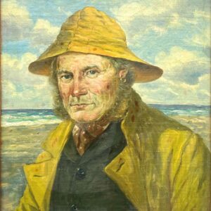 Danish Fisherman Painting, Antique Oil Painting, Coastal Decor - Image 4