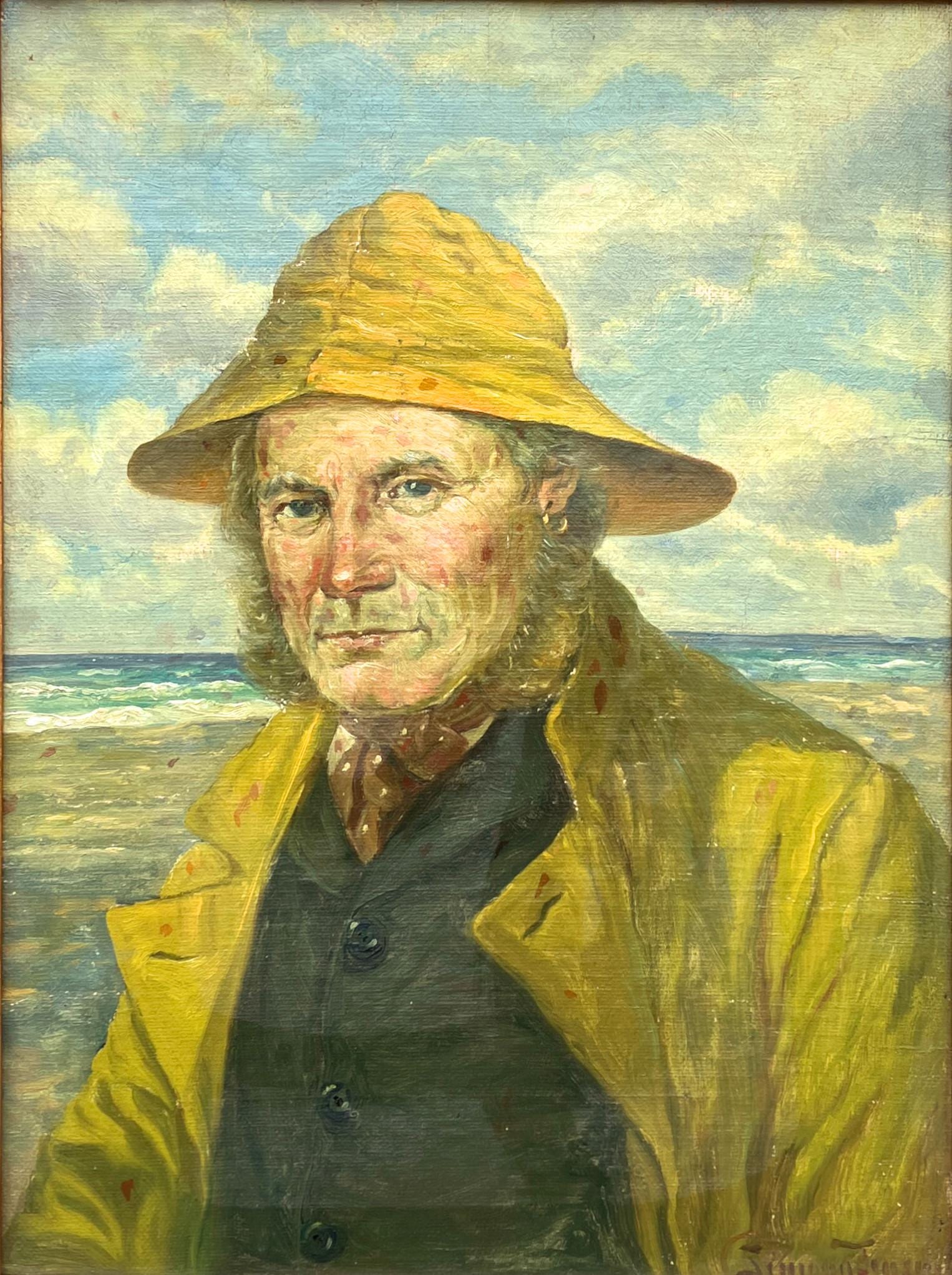 Danish Fisherman Painting, Antique Oil Painting, Coastal Decor - Image 4