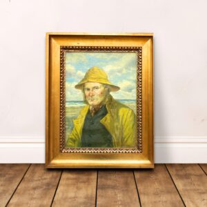 Danish Fisherman Painting, Antique Oil Painting, Coastal Decor - Image 2