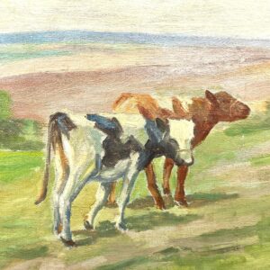 Cow Painting, Vintage Oil Painting, Danish Landscape, Farmhouse Decor - Image 7