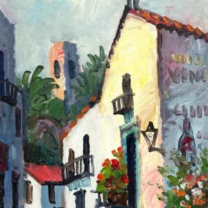 Mediterranean Village Painting, Vintage Oil Painting, European Decor - Image 7