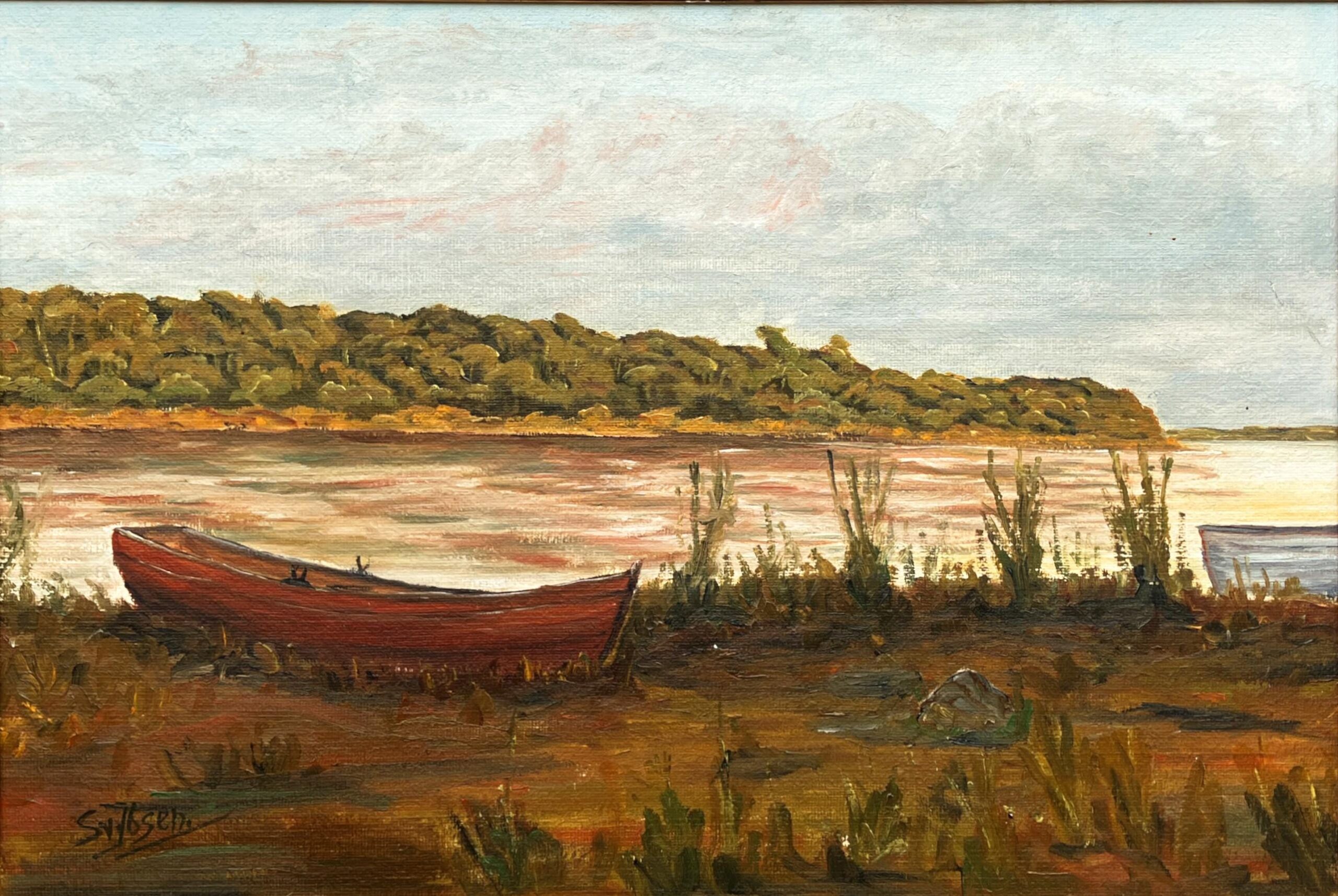 Lake Painting, Vintage Oil Painting, Farmhouse Decor - Image 6