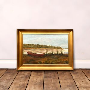 Lake Painting, Vintage Oil Painting, Farmhouse Decor - Image 2