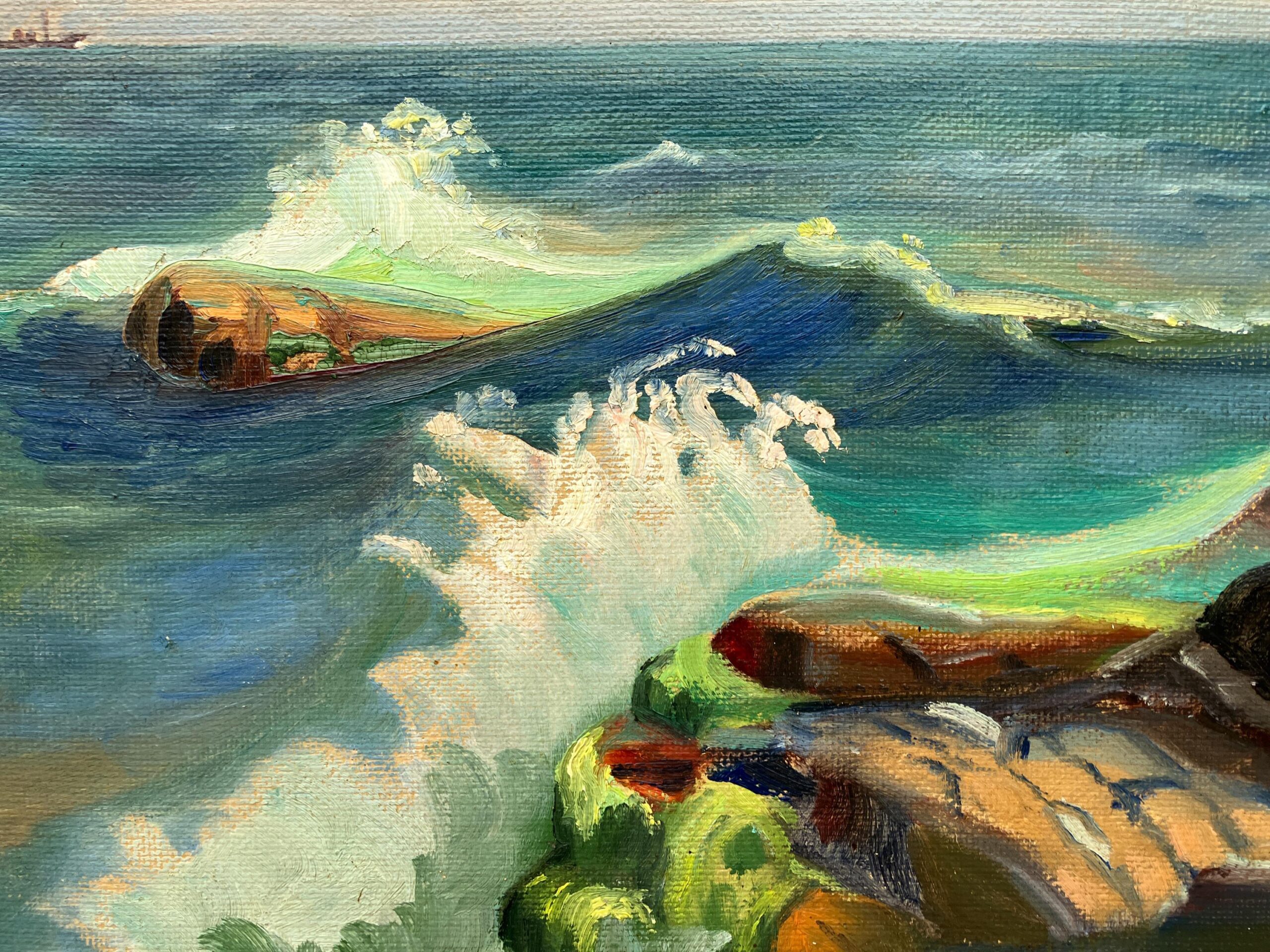 Original Oil Painting – Mid Century Swedish Coastal Landscape - Image 8