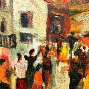 Original Swedish Oil Painting – Greek Village Scene with people – Harald Grovens - Image 6