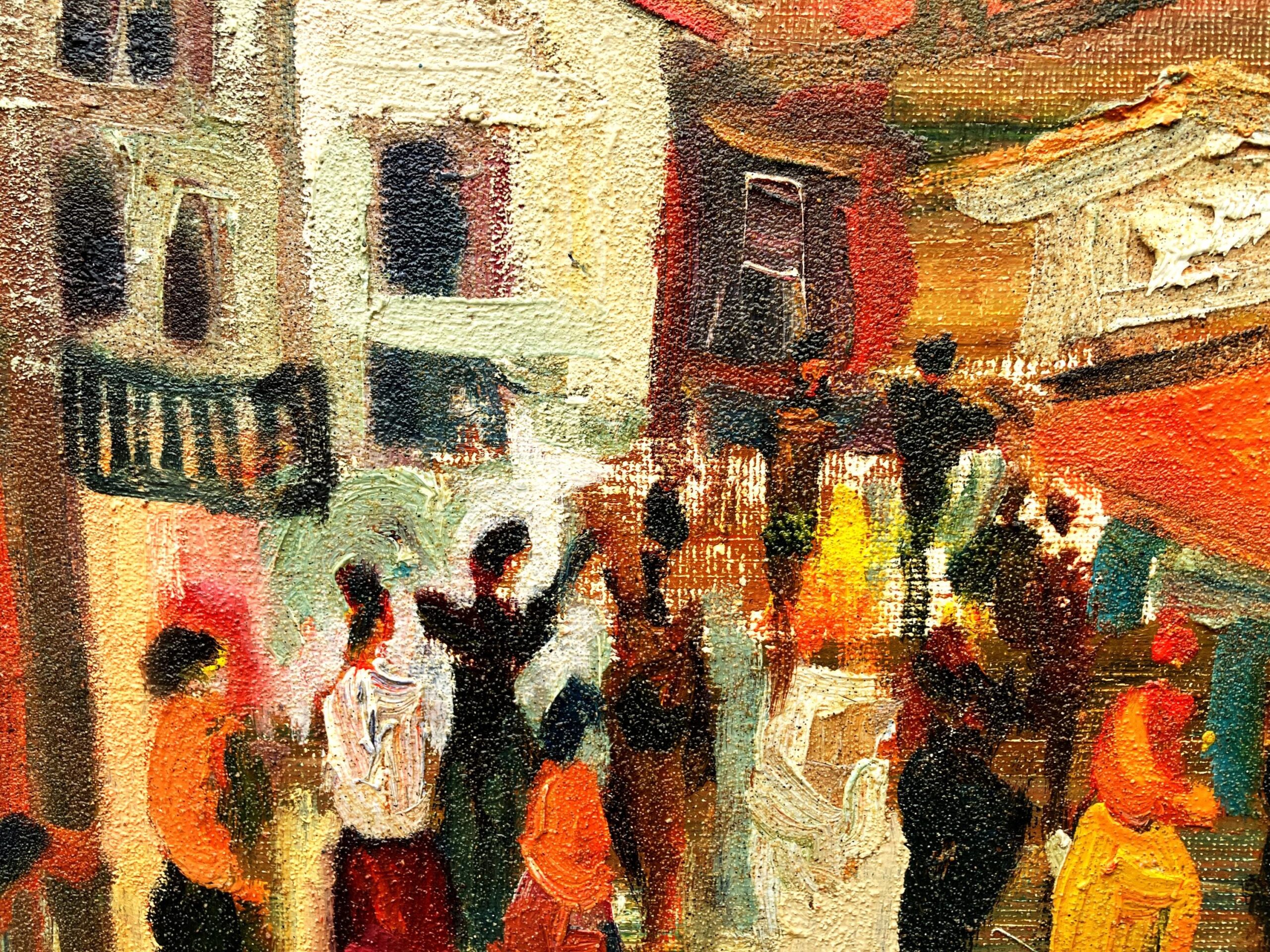 Original Swedish Oil Painting – Greek Village Scene with people – Harald Grovens - Image 6