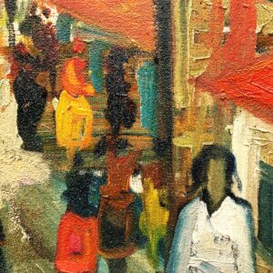 Original Swedish Oil Painting – Greek Village Scene with people – Harald Grovens - Image 9