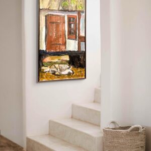 Large Oil Painting by Ulla Borgström, Scandinavian Cottage Facade, Rustic Decor - Image 2