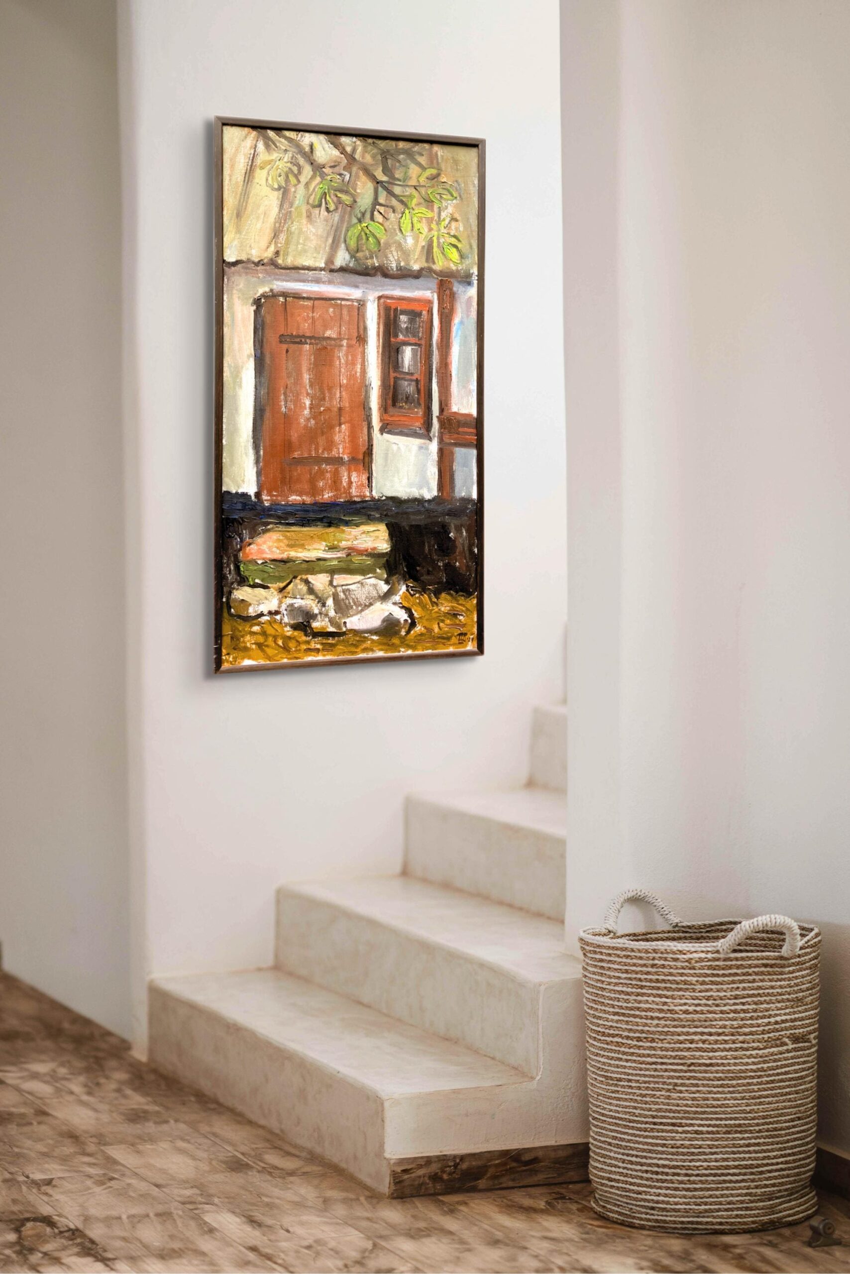 Large Oil Painting by Ulla Borgström, Scandinavian Cottage Facade, Rustic Decor - Image 2
