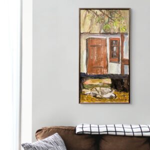 Large Oil Painting by Ulla Borgström, Scandinavian Cottage Facade, Rustic Decor - Image 3