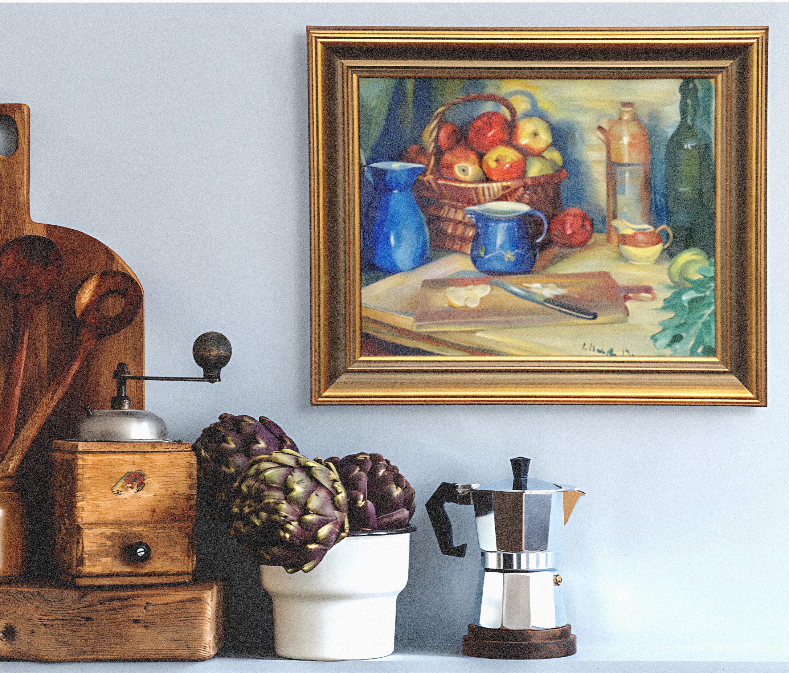 Still Life Oil Painting – Apples and Lemons, Original Vintage Art - Image 2