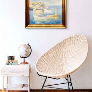Original Swedish oil painting, Medium coastal sailboats, blue tones, Mid Century impressionist, Scandinavian decor - Image 2