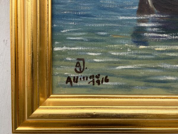 Harbor Painting, Danish Oil Painting, Coastal Decor