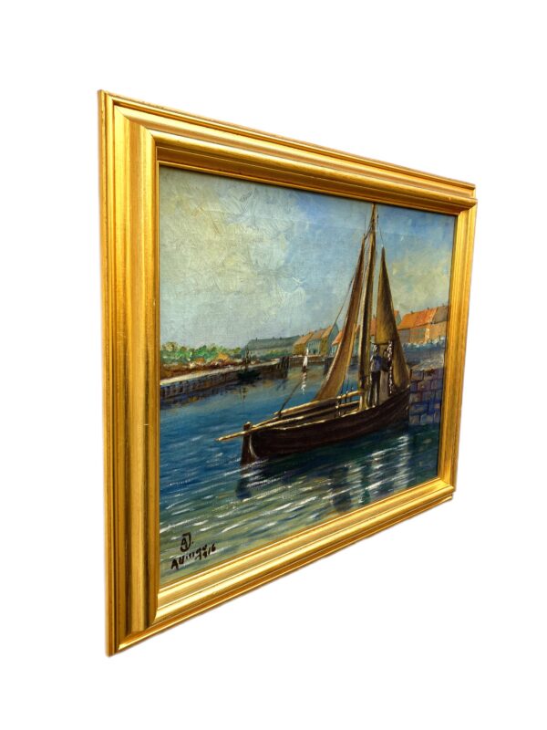 Harbor Painting, Danish Oil Painting, Coastal Decor