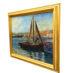 Harbor Painting, Danish Oil Painting, Coastal Decor - Image 5