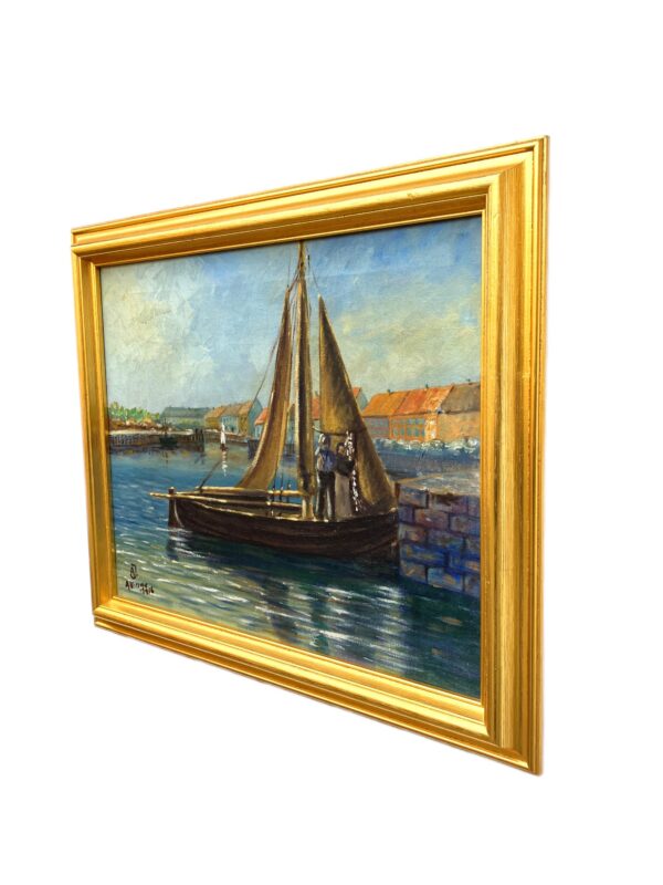 Harbor Painting, Danish Oil Painting, Coastal Decor