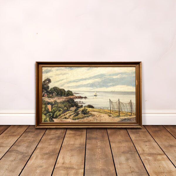 Seascape Painting, Kullen Sweden Oil Painting, Scandinavian Coastal Decor