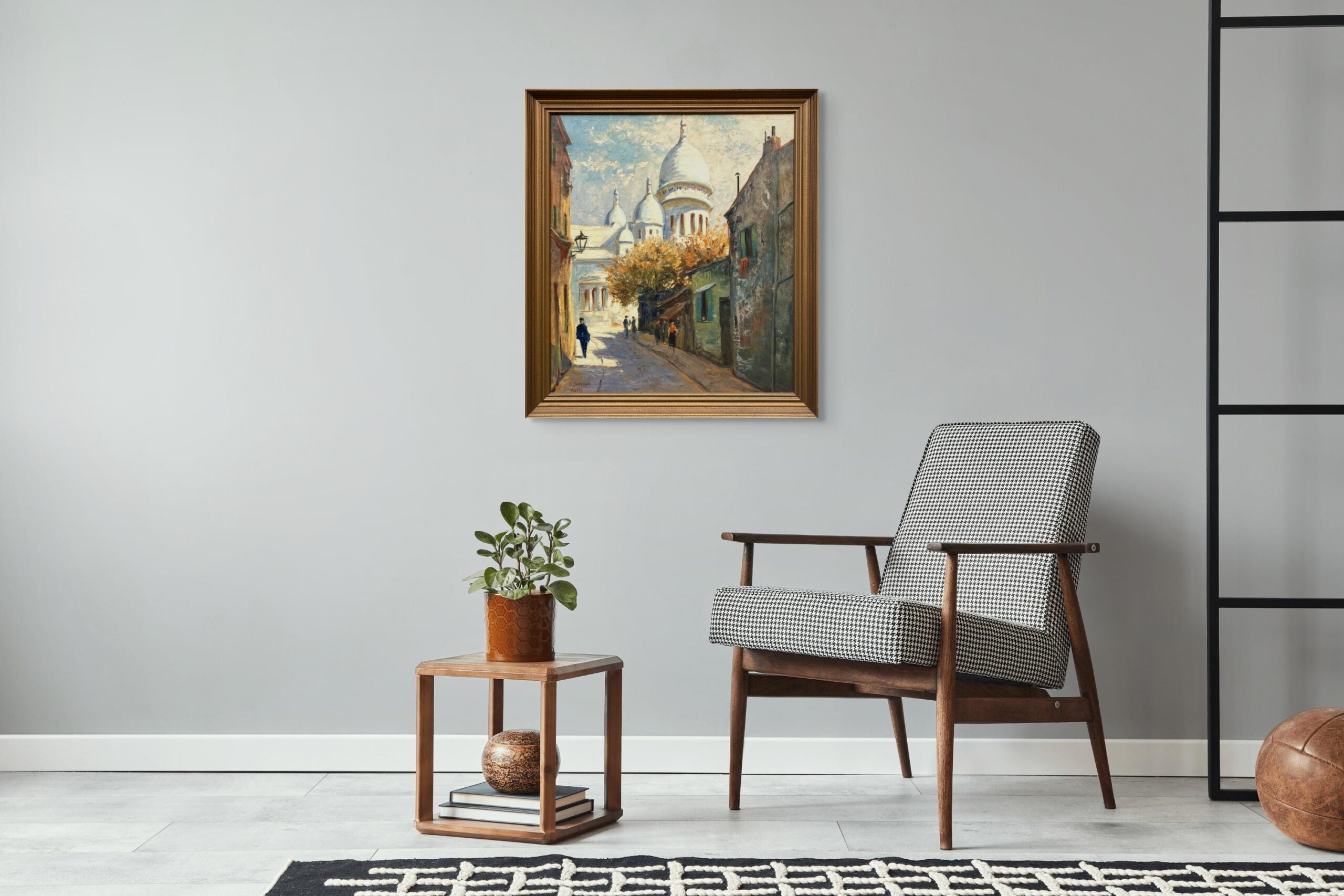 Large Paris Street Scene Montmartre Sacré Coeur, Vintage Oil Painting, European Decor - Image 4