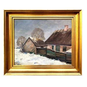 Vintage Danish Winter Landscape Oil Painting by Jacob Meier