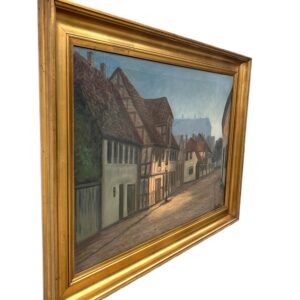 Original Danish Oil Painting, Street Scene at Dusk, Scandinavian Cityscape - Image 6