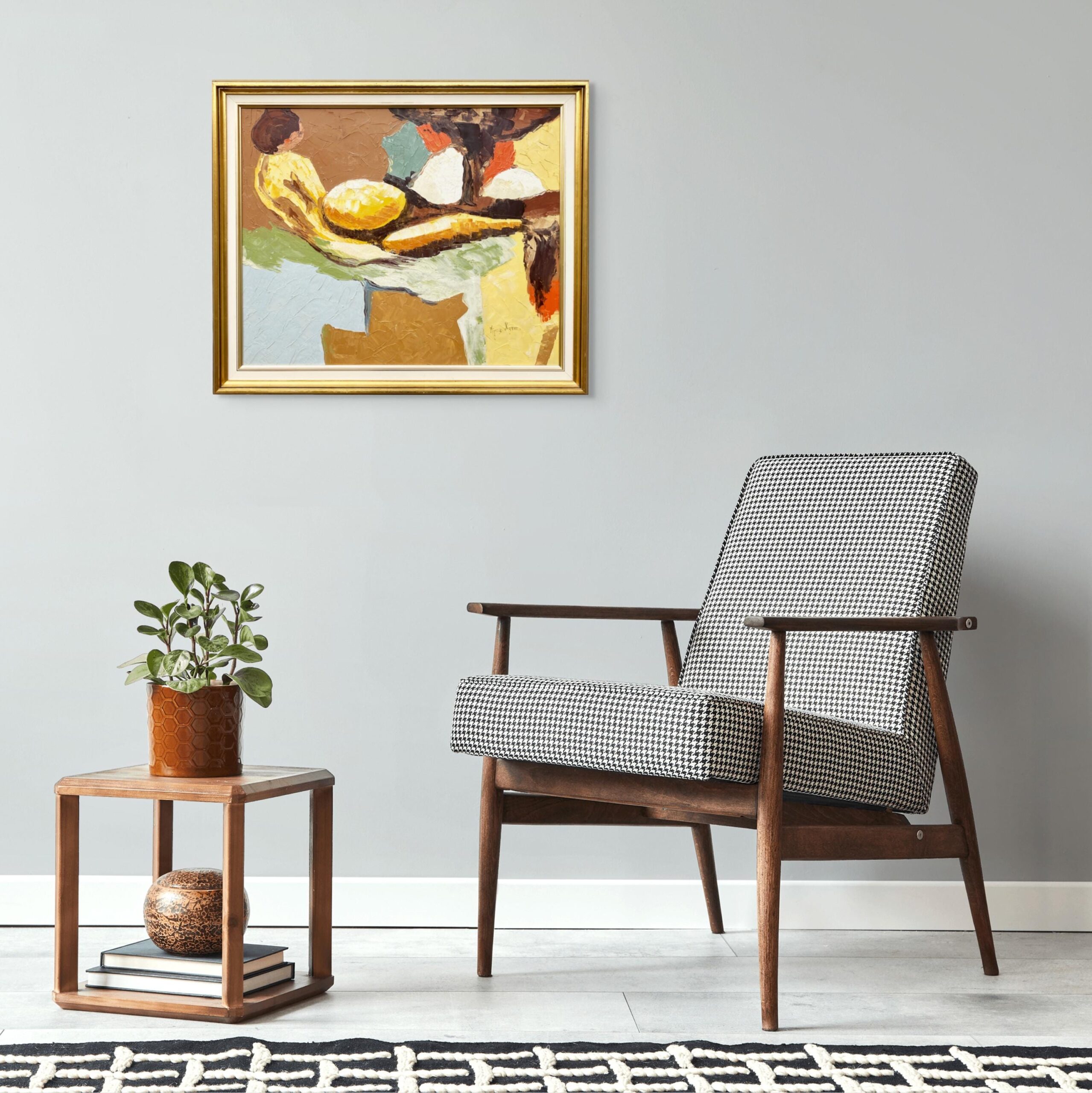 Original oil painting, abstract reclining figure, Scandinavian modern, textured wall art - Image 2