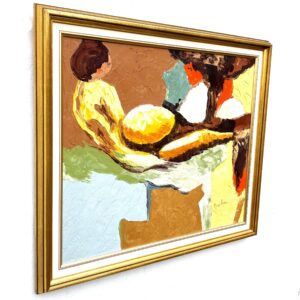 Original oil painting, abstract reclining figure, Scandinavian modern, textured wall art - Image 5