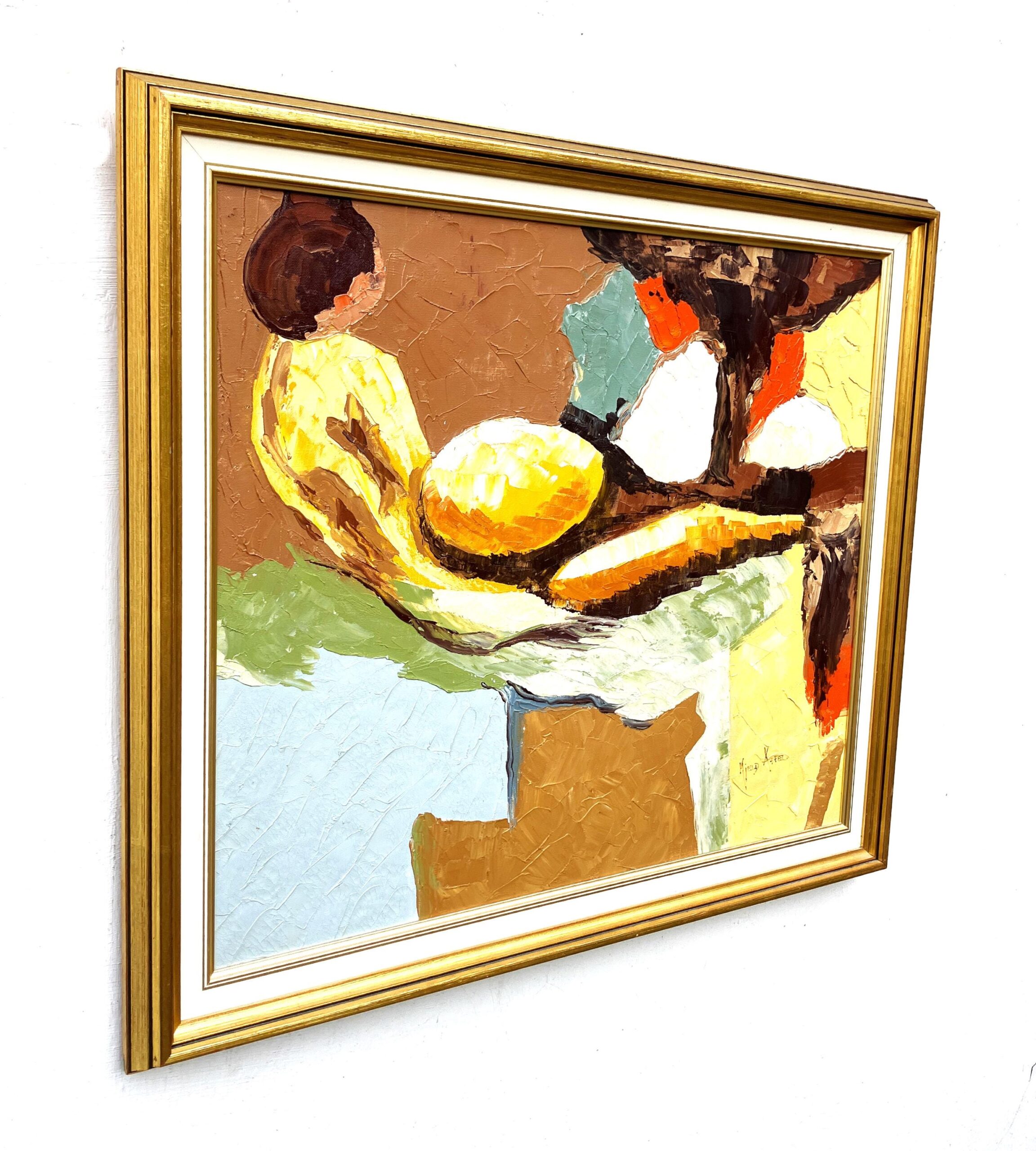 Original oil painting, abstract reclining figure, Scandinavian modern, textured wall art - Image 5